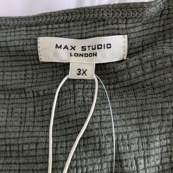 Max Studio Side-Tie Crinkle Knit Top Size 3X Green Short Sleeve Tee-Shirt NWT - Picture 4 of 13